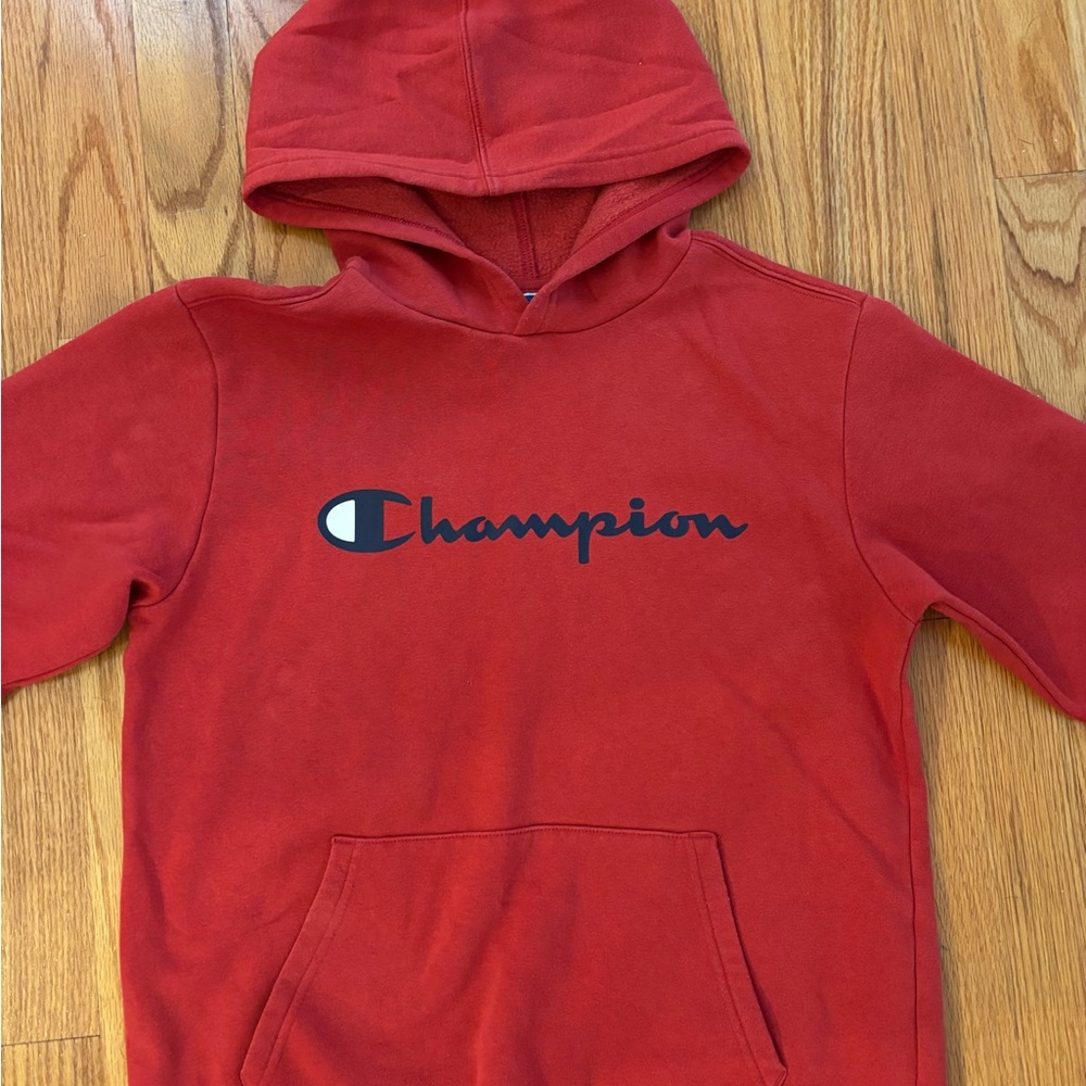Red Champion hoodie Lg size 14